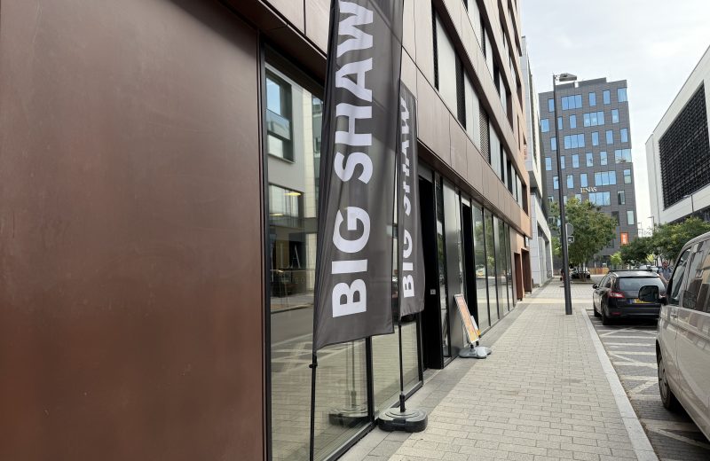 The Big Shaw banner on the street frontage in Belval
