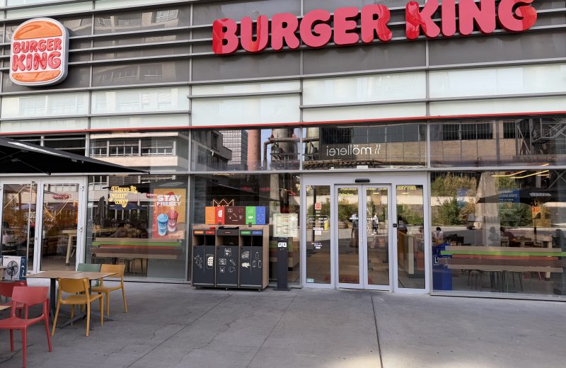 The Burger King entrance in Belval, under its red sign