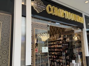 The Come to Dubai shopfront in Belval, under its gold sign