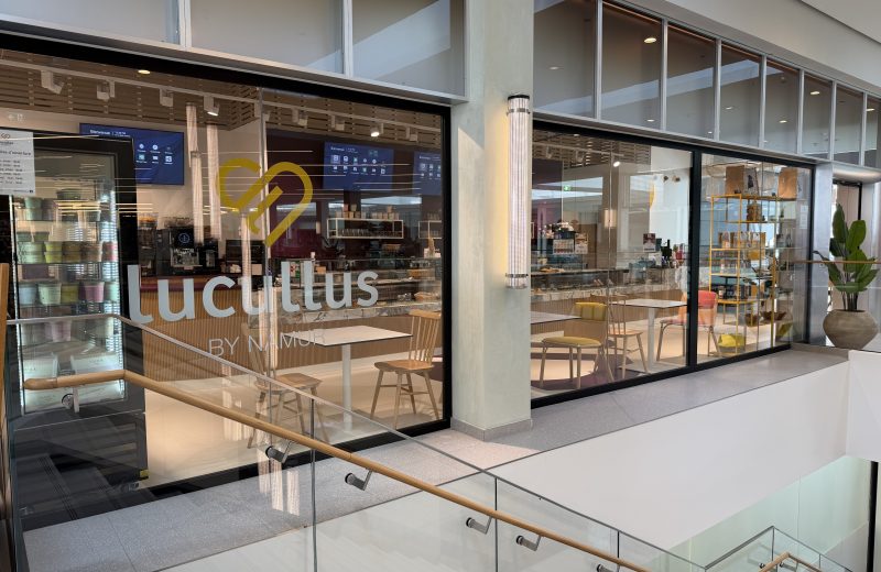 The Lucullus by Namur frontage in Belval, seen through the glass