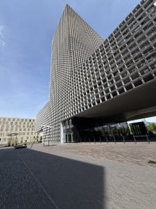 The Maison du Savoir tower on the Belval campus, seen from the square