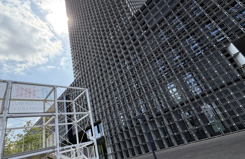 The Maison du Savoir on the University of Luxembourg’s Belval Campus, viewed from below