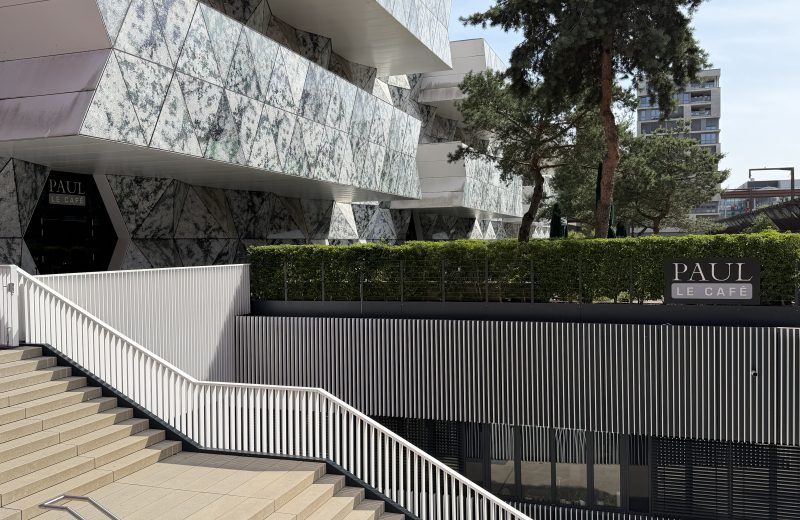The PAUL sign at the Luxembourg Learning Centre in Belval, above the steps
