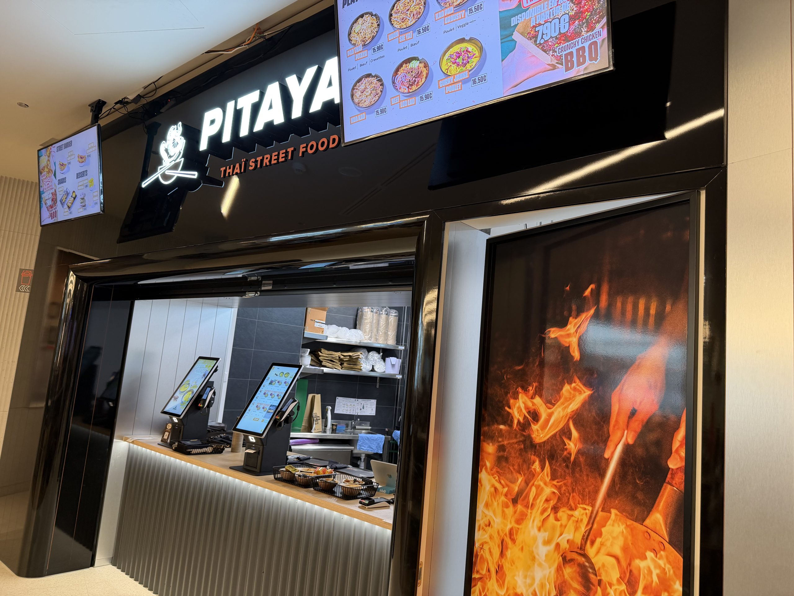 The Pitaya Thaï Street Food unit in Belval Plaza, under its sign