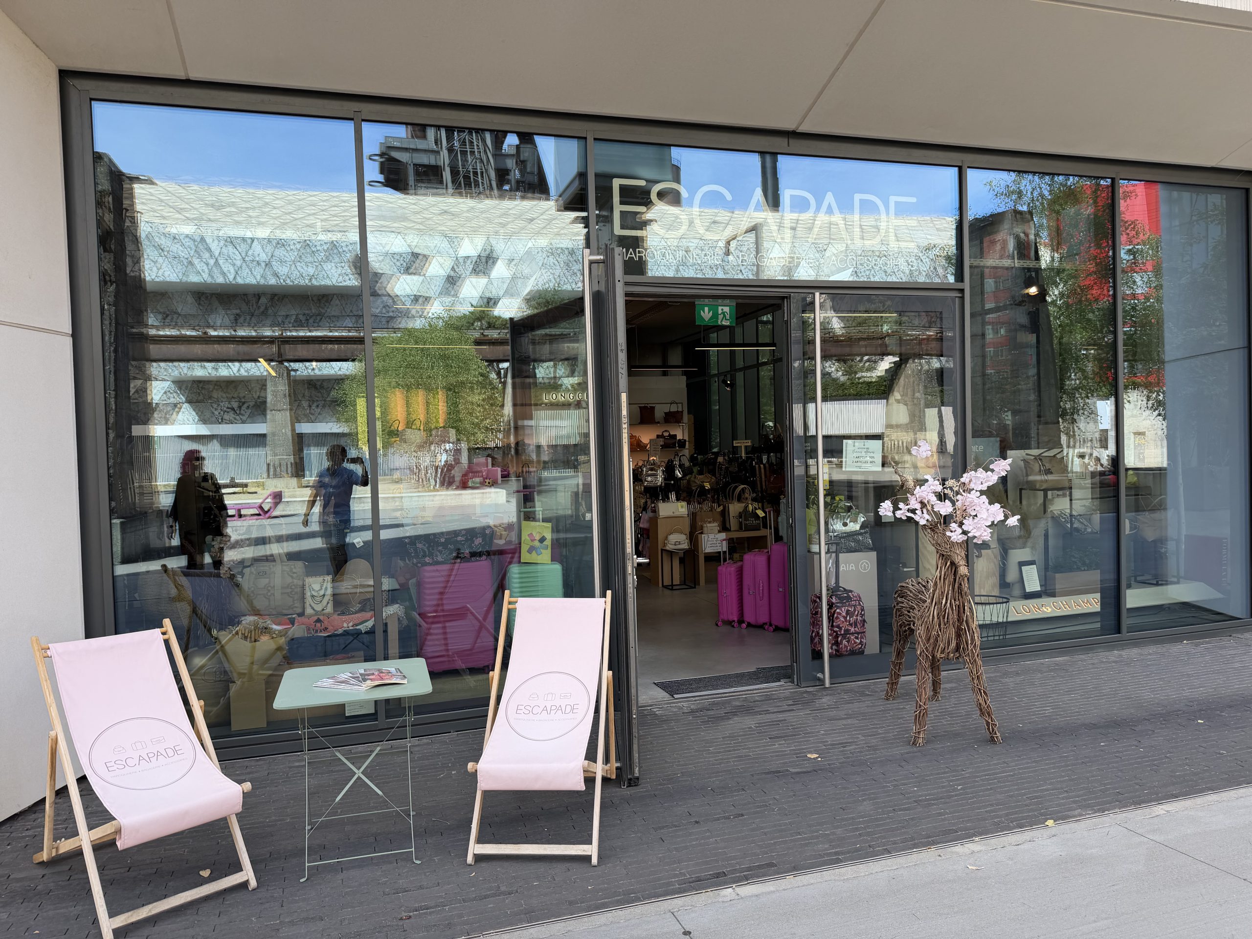 Escapade luggage and accessories shop facing Place de l’Académie in Belval