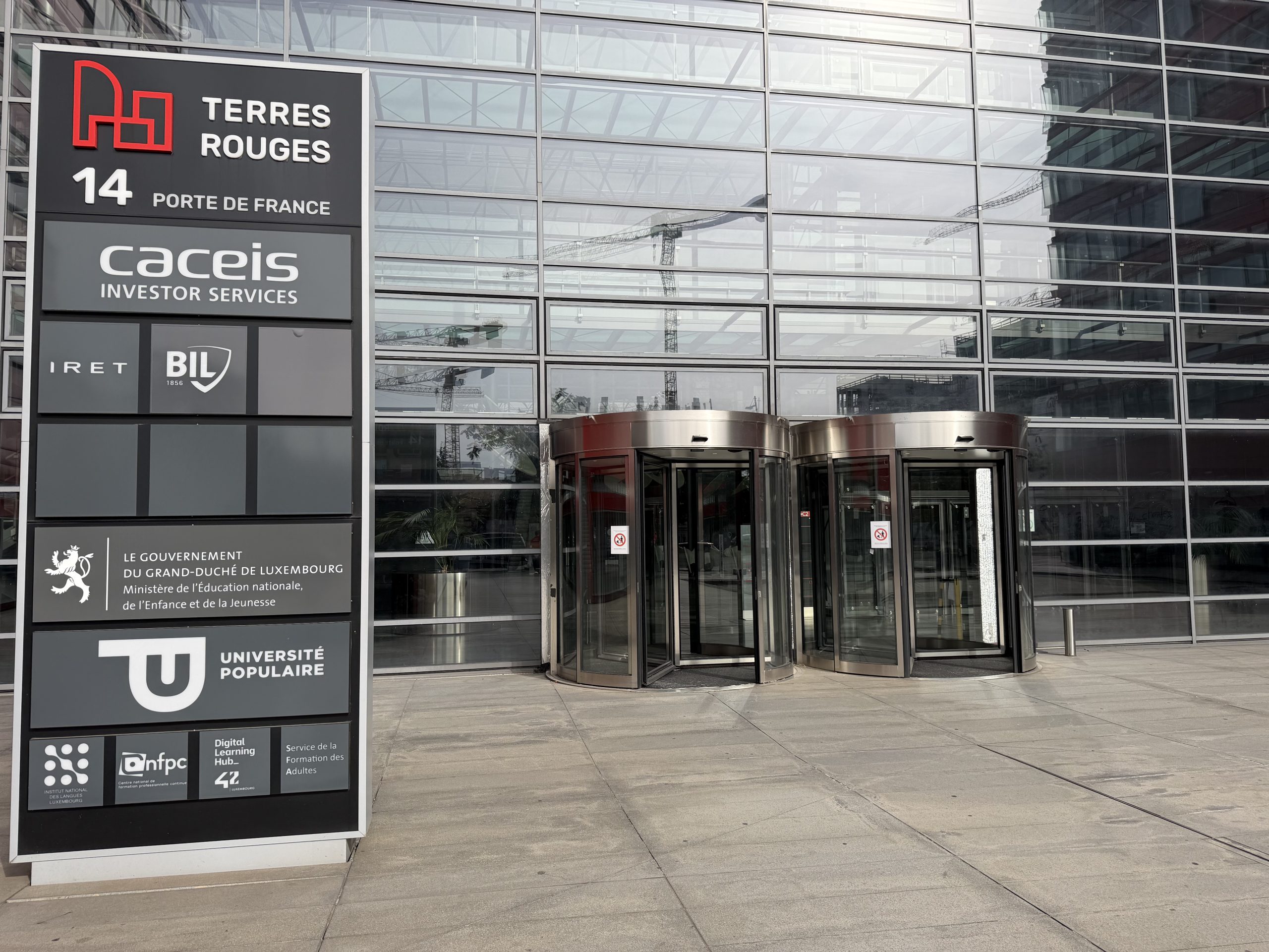 Entrance to the Terres Rouges building in Belval, home to the 42 Luxembourg coding school.