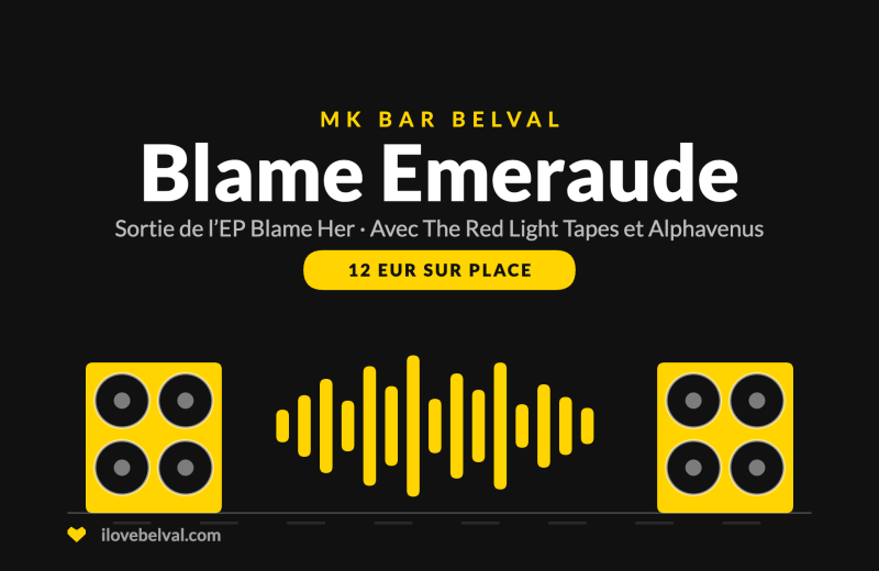 Blame Emeraude, sortie de l’EP Blame Her au MK Bar, Belval. Deux enceintes et une onde sonore.