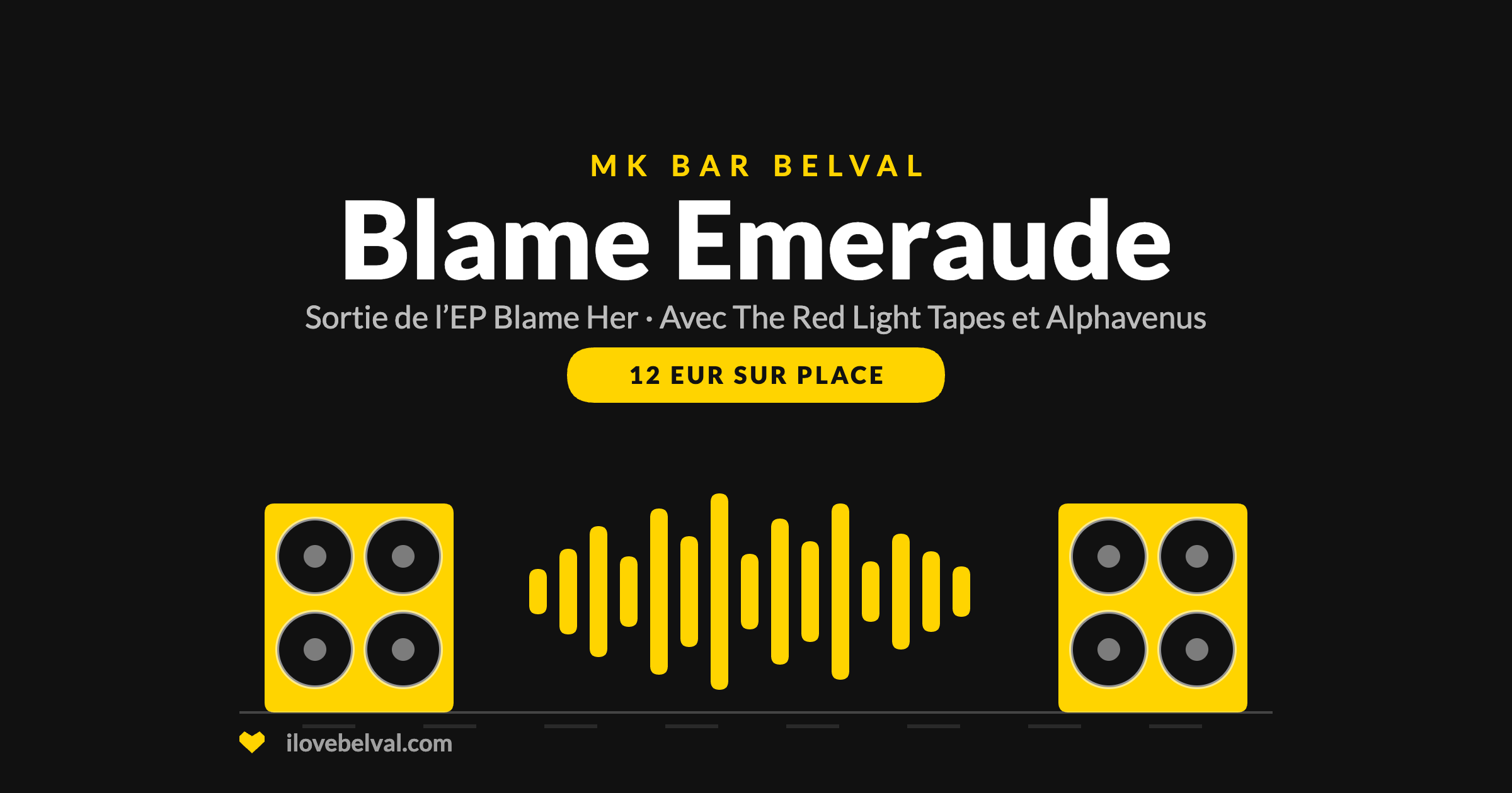 Blame Emeraude, sortie de l’EP Blame Her au MK Bar, Belval. Deux enceintes et une onde sonore.