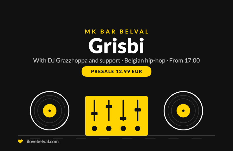 Grisbi with DJ Grazzhoppa at MK Bar, Belval. Two turntables and a mixer.