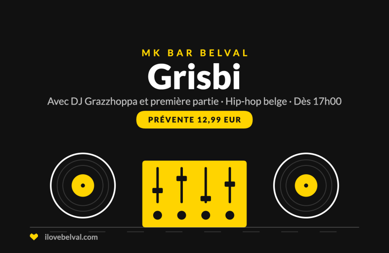 Grisbi avec DJ Grazzhoppa au MK Bar, Belval. Deux platines et une table de mixage.