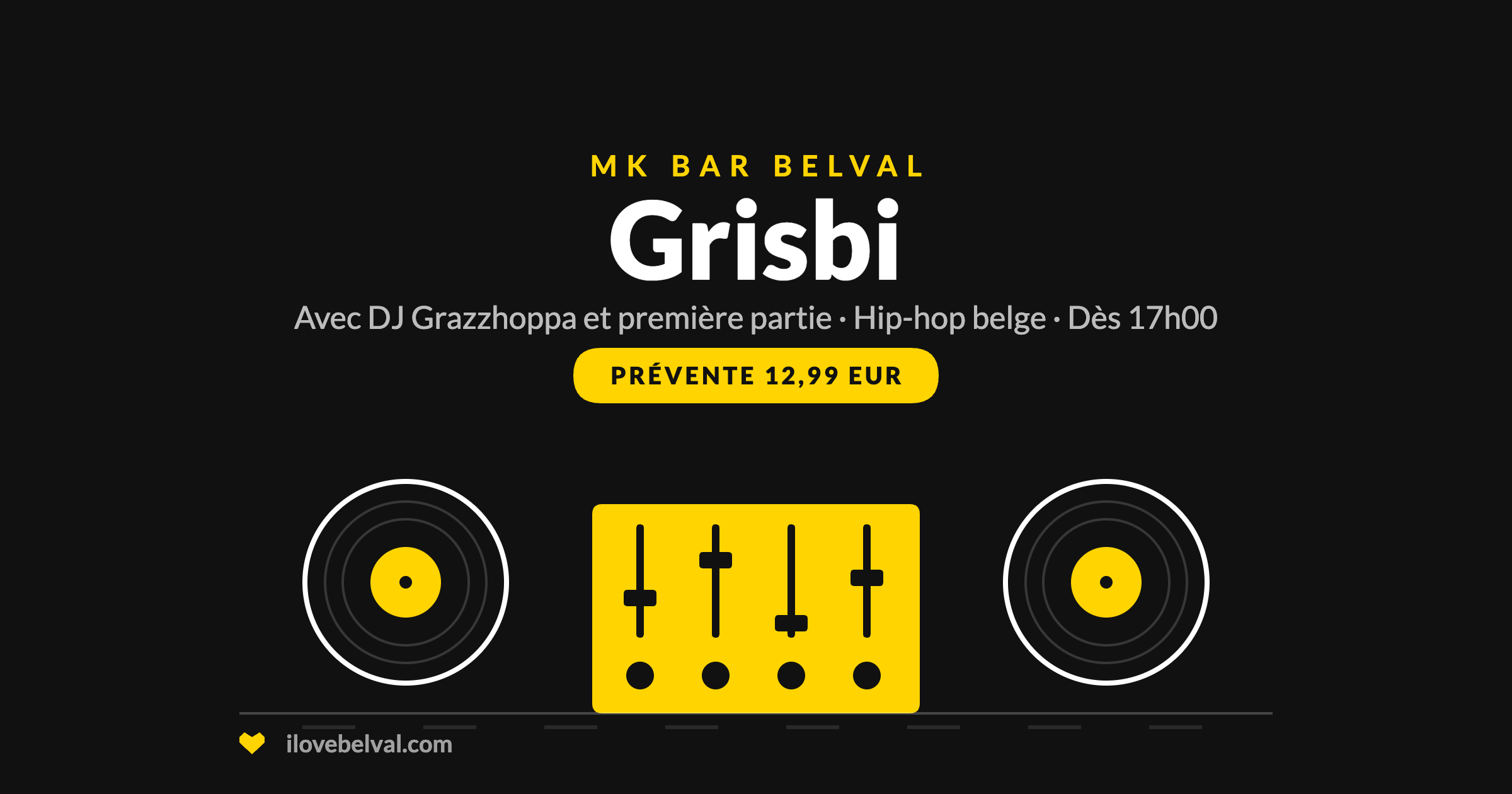 Grisbi avec DJ Grazzhoppa au MK Bar, Belval. Deux platines et une table de mixage.