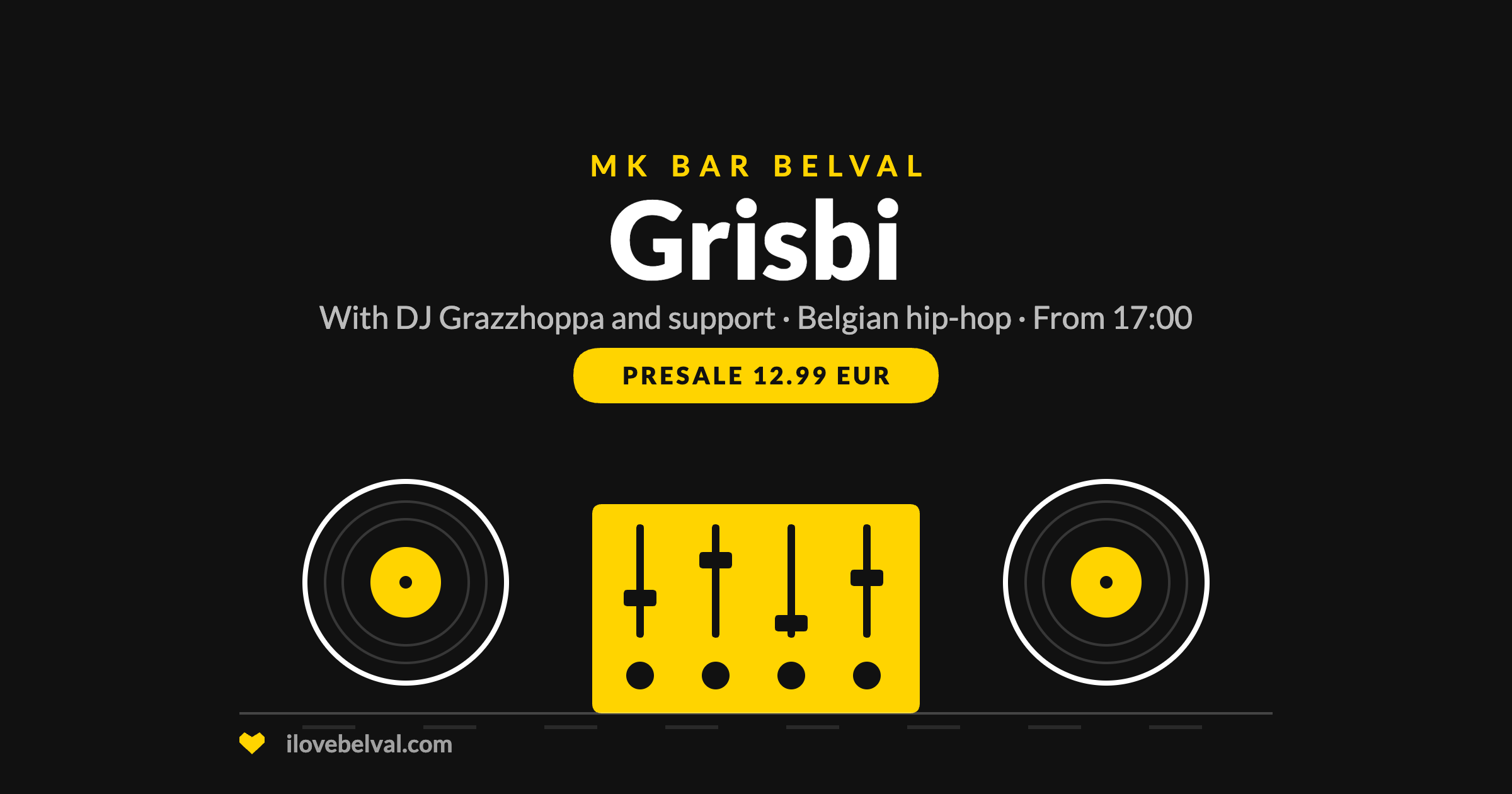 Grisbi with DJ Grazzhoppa at MK Bar, Belval. Two turntables and a mixer.