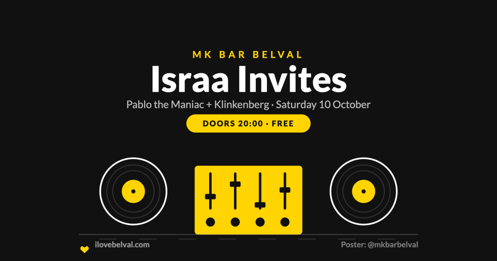 Israa Invites at MK Bar Belval, Saturday 10 October 2026