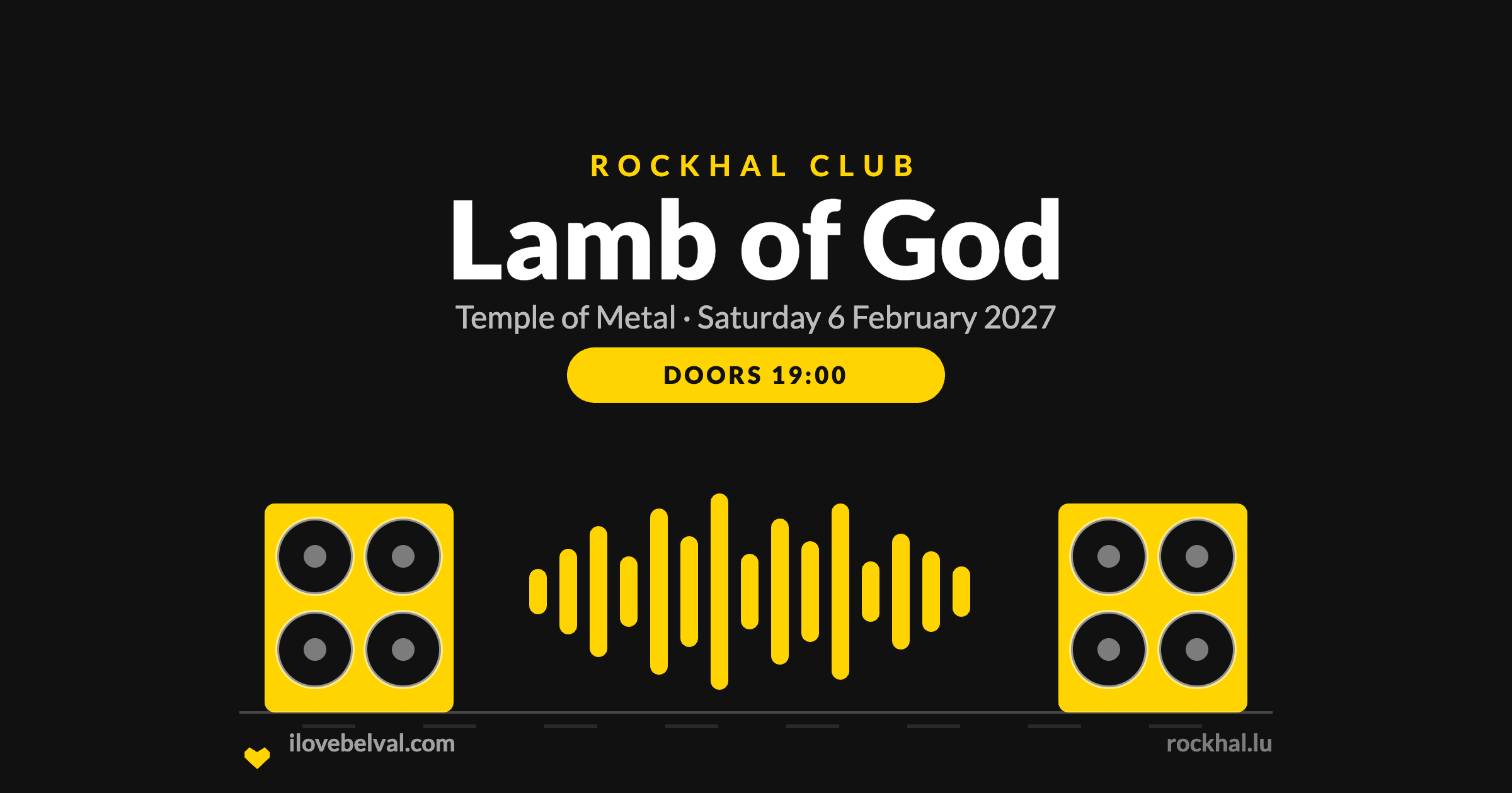 Lamb of God at Rockhal Club Belval, Saturday 6 February 2027
