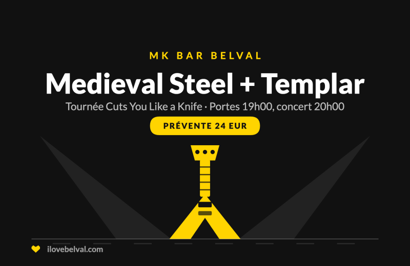 Medieval Steel et Templar au MK Bar, Belval. Une guitare sous deux projecteurs.