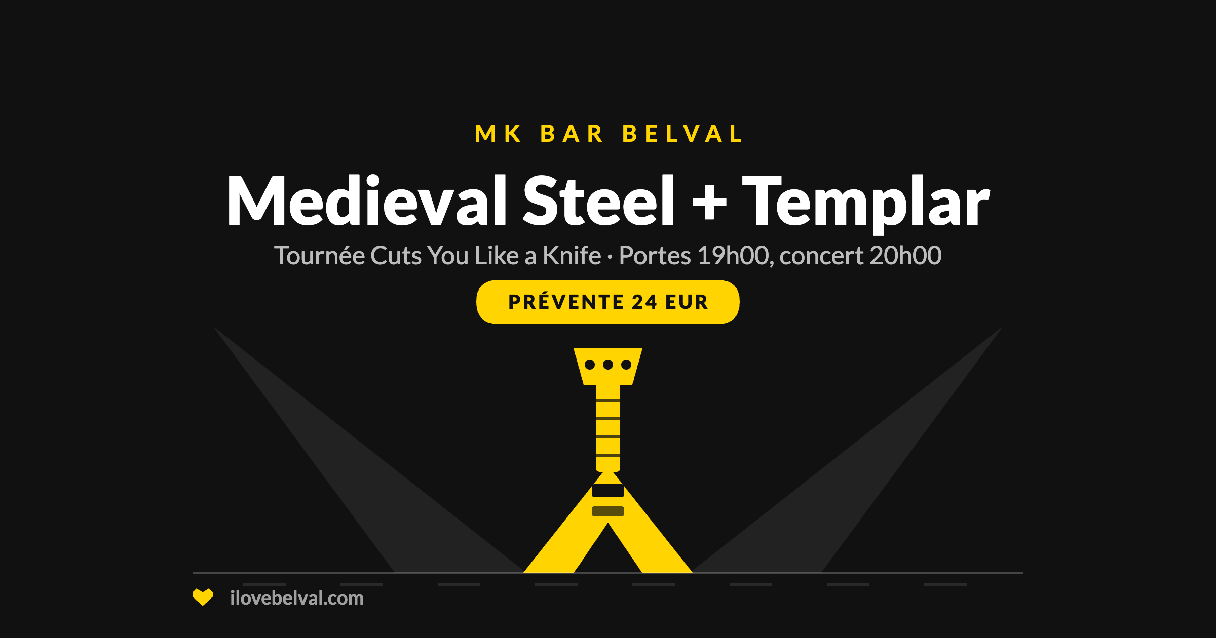 Medieval Steel et Templar au MK Bar, Belval. Une guitare sous deux projecteurs.