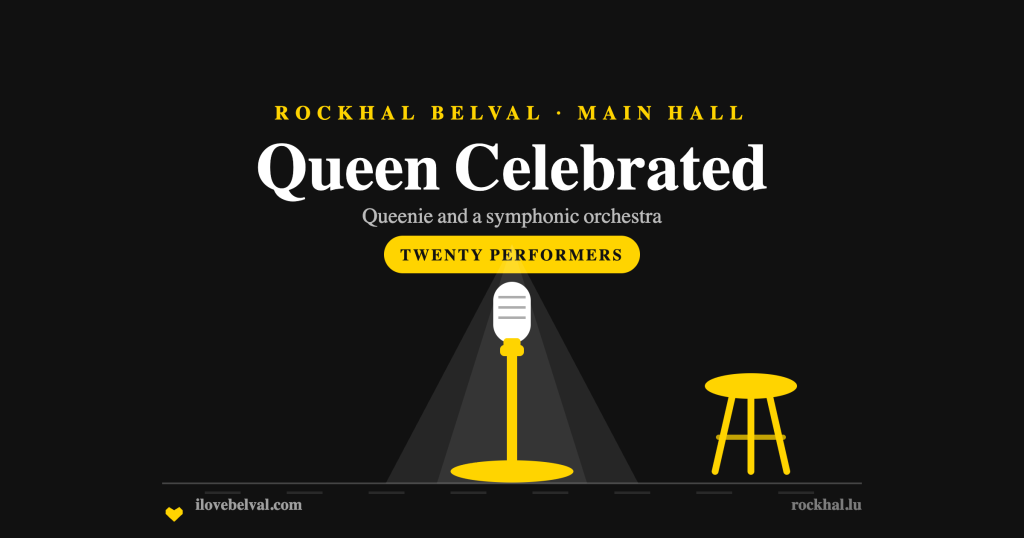 A Queen symphonic celebration at Rockhal Belval: a microphone in a spotlight in the I Love Belval house style