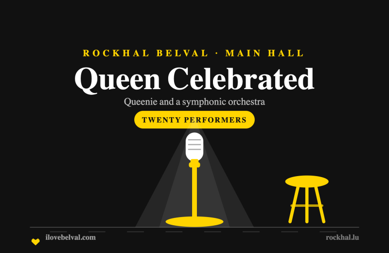 A Queen symphonic celebration at Rockhal Belval: a microphone in a spotlight in the I Love Belval house style