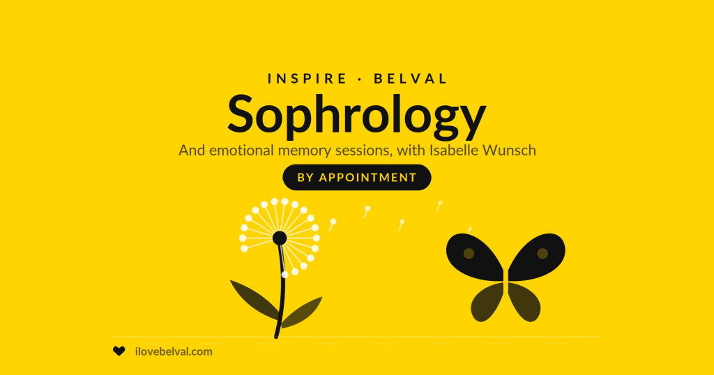 Sophrology with Isabelle Wunsch at INSPIRE, Belval: a dandelion clock losing its seeds to the wind, and a butterfly