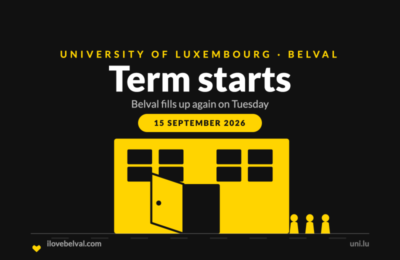 Term starts at the University of Luxembourg in Belval on 15 September 2026