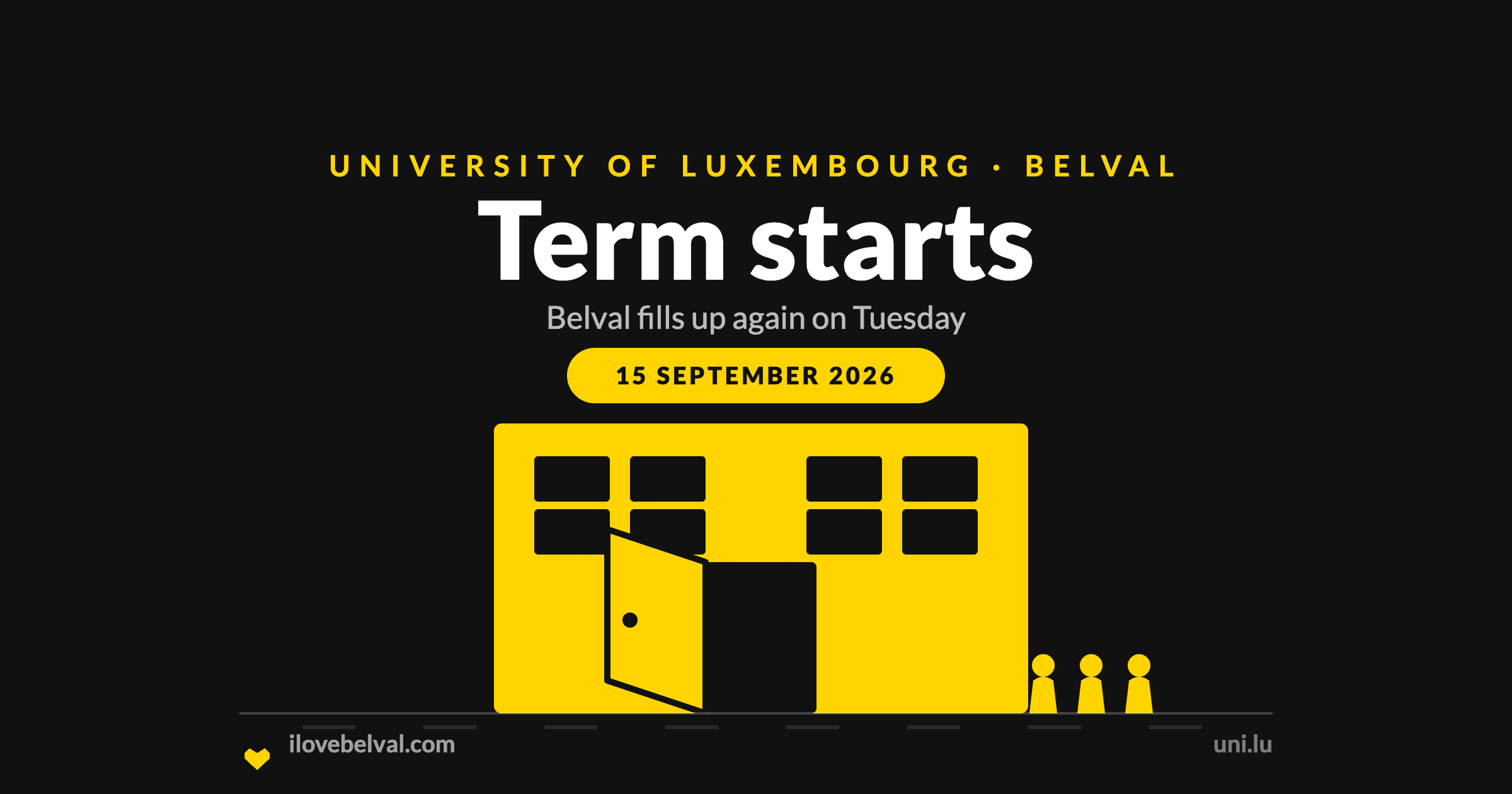Term starts at the University of Luxembourg in Belval on 15 September 2026