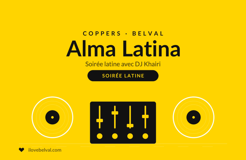 Alma Latina, soirée latine avec DJ Khairi au Coppers, Belval. Deux platines et une table de mixage.