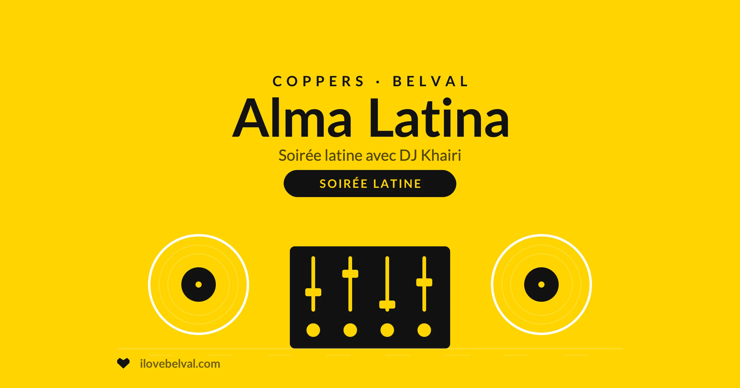 Alma Latina, soirée latine avec DJ Khairi au Coppers, Belval. Deux platines et une table de mixage.