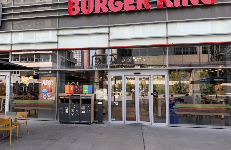 The Burger King entrance in Belval, under its red sign
