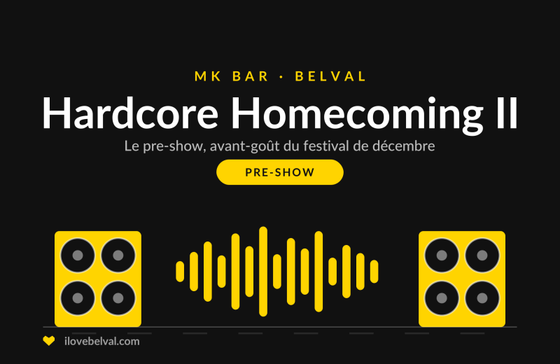 Pre-show Hardcore Homecoming II au MK Bar, Belval : deux baffles d’amplis et une onde sonore