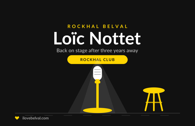 Loïc Nottet at Rockhal, Belval: a microphone in a spotlight and a stool