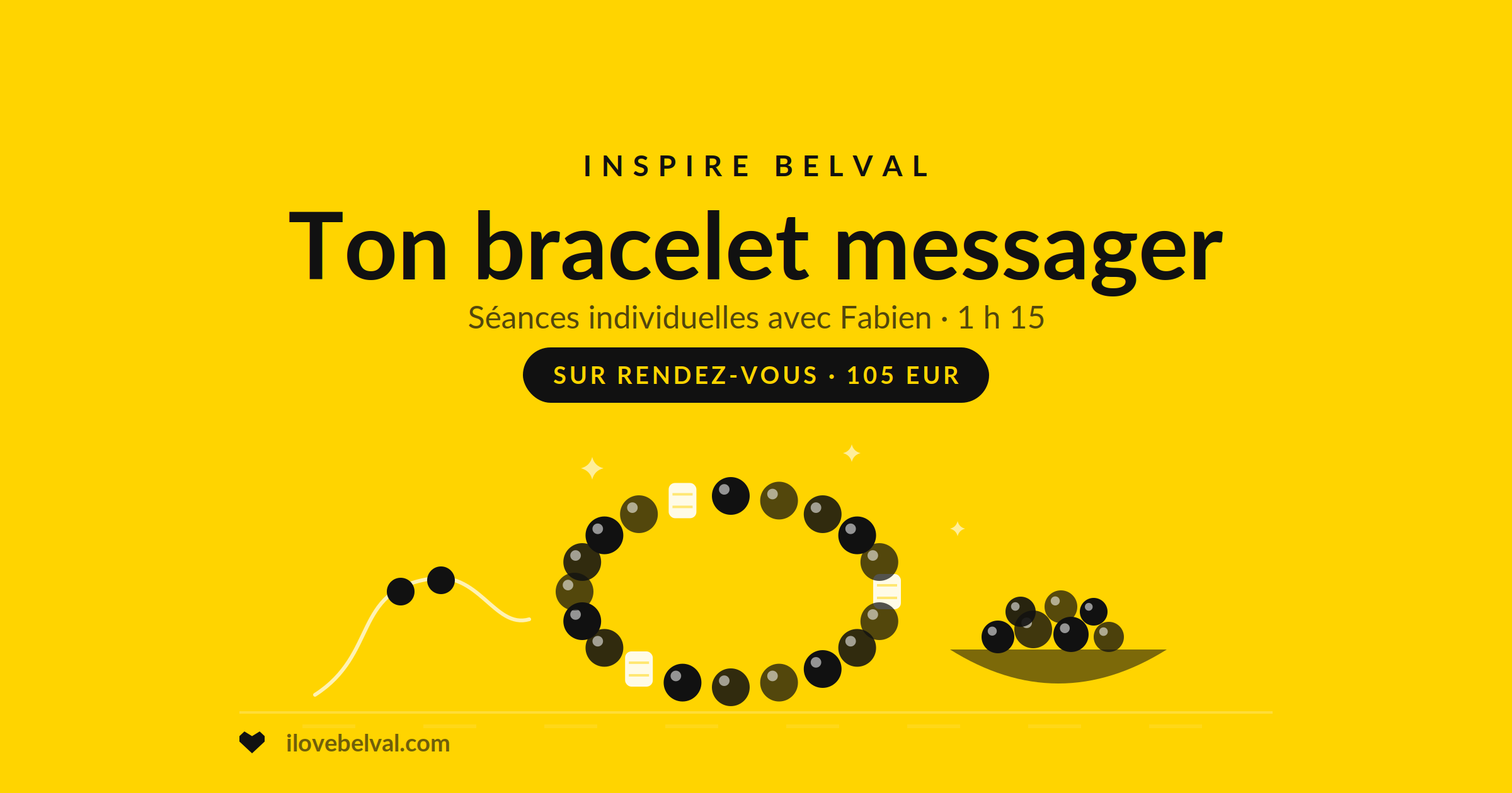 Ton bracelet messager avec Fabien chez INSPIRE Belval : un bracelet de pierres rondes, une coupelle de pierres et un cordon, sur rendez-vous, 105 euros