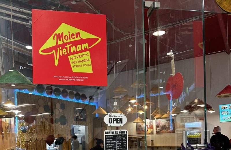 Inside Moien Vietnam in Belval Plaza, seen through the glass front