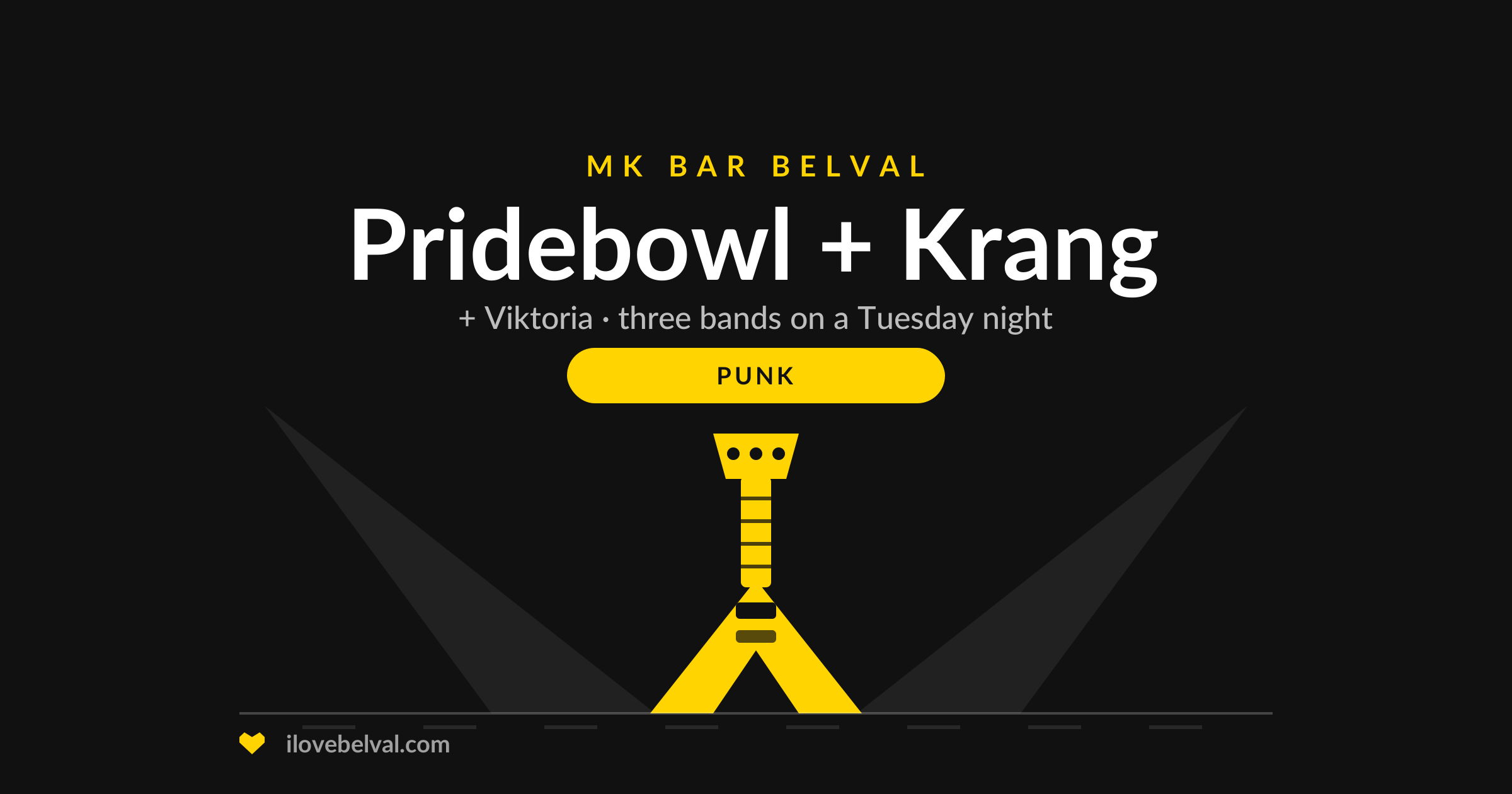 Pridebowl, Krang and Viktoria at MK Bar, Belval: a guitar under two stage lights
