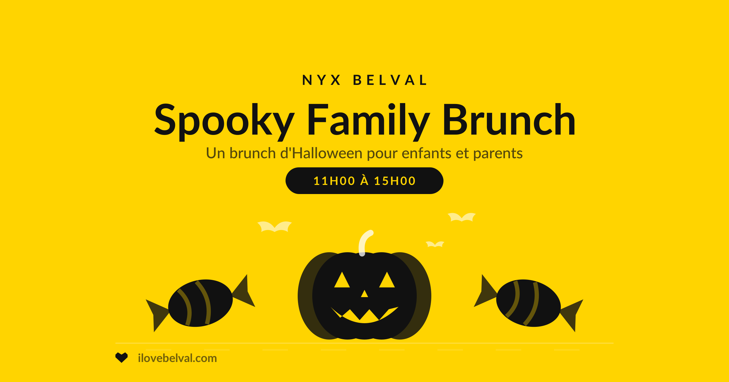 Spooky Family Brunch au Nyx, Belval : une citrouille, des chauves-souris et deux bonbons