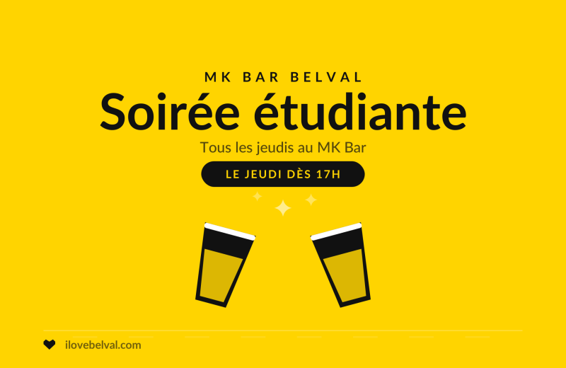 Soirée étudiante au MK Bar Belval tous les jeudis : deux verres qui trinquent sous de petites étoiles, dès 17h